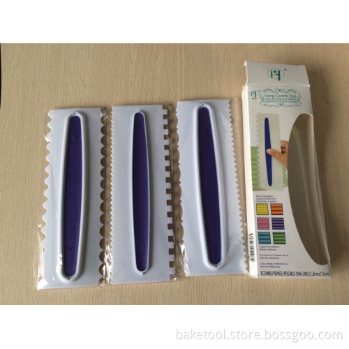 Cake Tools 3pcs Icing Comb Set plastic fondant cake scraper